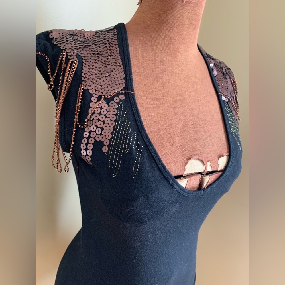 Alythea little black dress, sequins and fringe dress festival - Picture 4 of 10